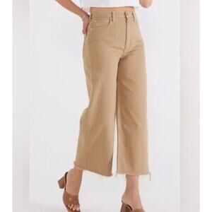 ETICA Devon High Waist Raw Hem Tan Crop Jeans Size 24